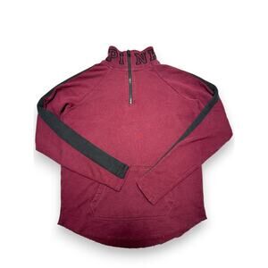 PINK Victoria Secret Maroon Quarter Zip Pullover Sweatshirt Size Xs